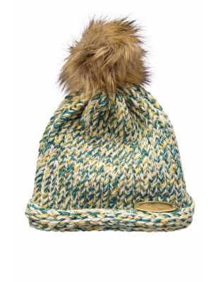 Green and Brown Hand Knit Winter Beanie — $35.00